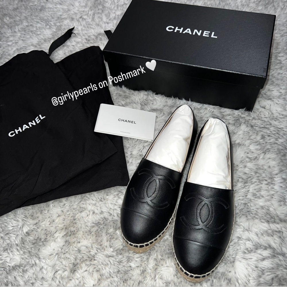 Chanel Espadrilles Lambskin Black NEW Size US 7 / EU 37